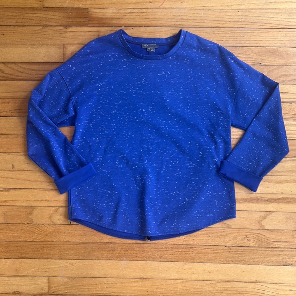 Vince Blue Speckled Long Sleeve Zipper Back Top M